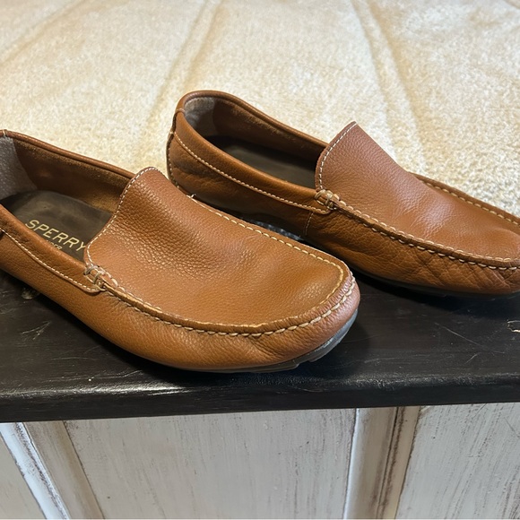 Sperry Tan Leather Slip-On Loafers - Picture 4 of 6
